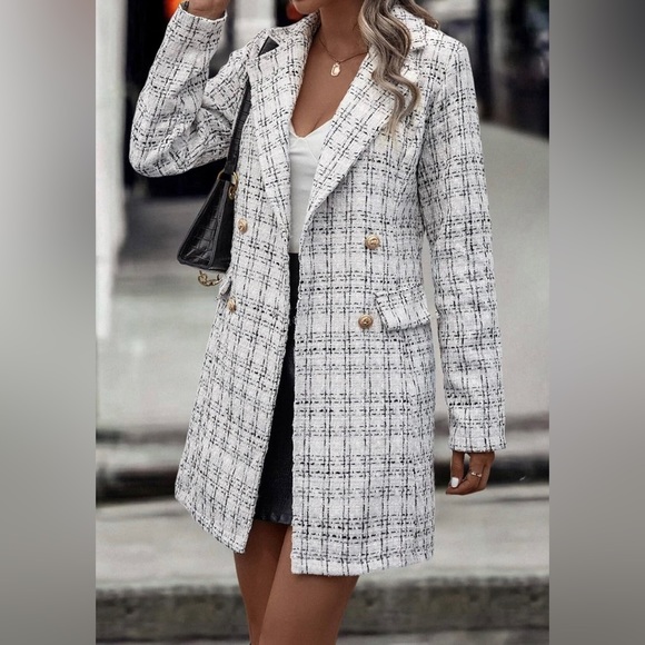 Plazacore plaid double breasted tweed overcoat jacket - Picture 6 of 6